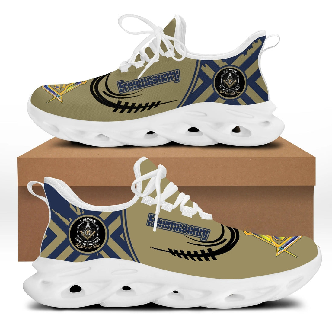 Wonder Print Shop Footwear - Freemasonry Baseball Style Clunky Sneakers LT10