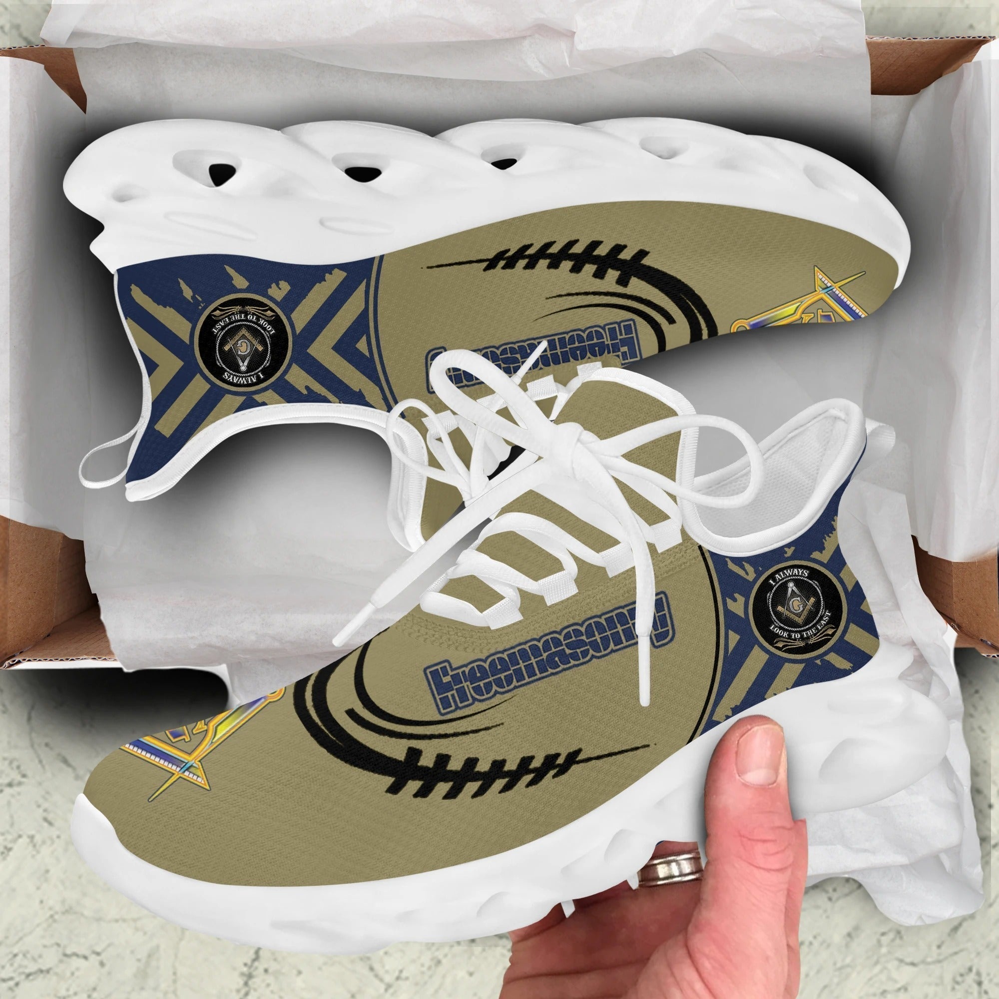 Wonder Print Shop Footwear - Freemasonry Baseball Style Clunky Sneakers LT10