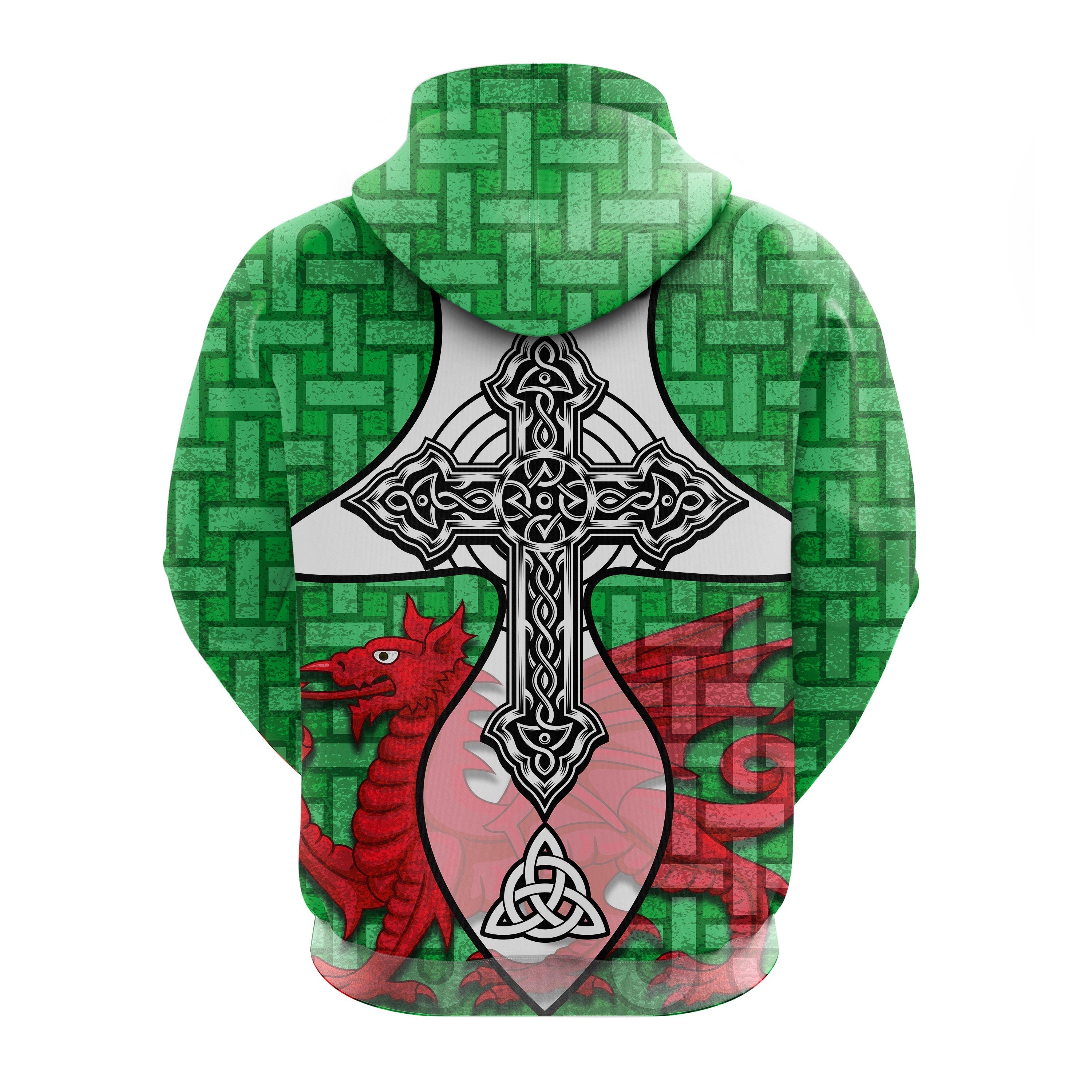 Wales Celtic Cross Dragon Hoodie LT20