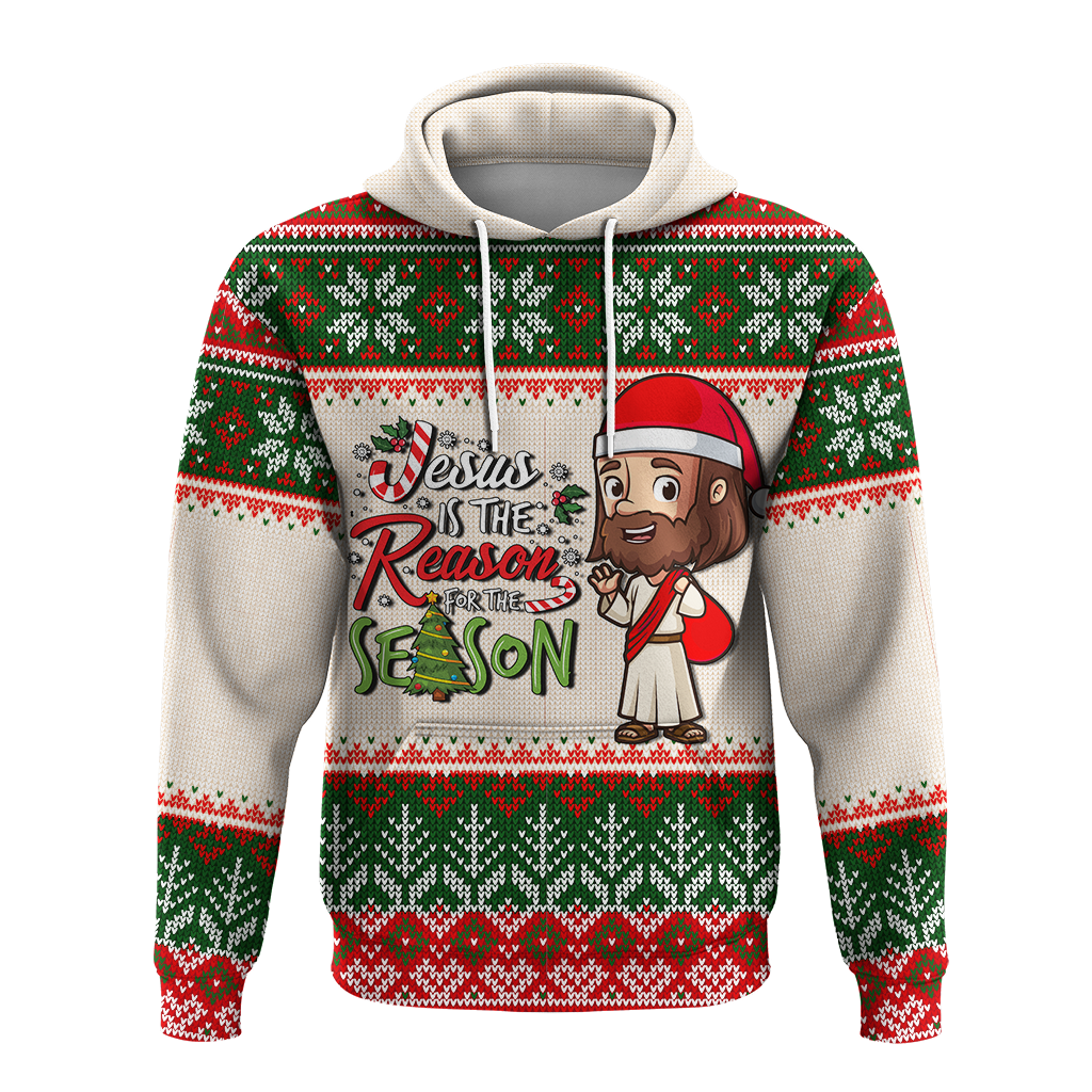 Christmas Jesus Is The Reason For The Season Ugly Pattern Hoodie LT12