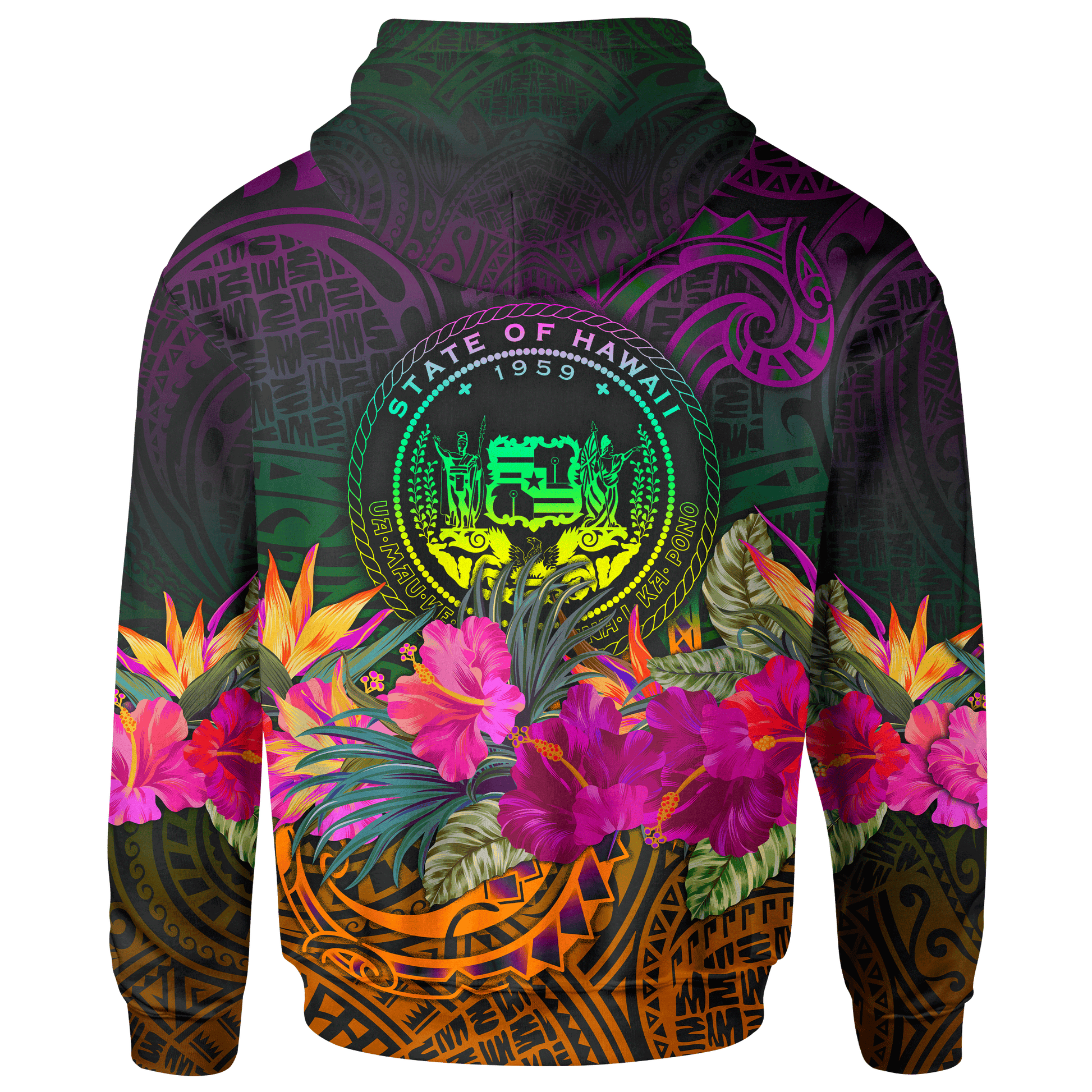 Polynesian Hawaii Zip Up Hoodie Summer Hibiscus