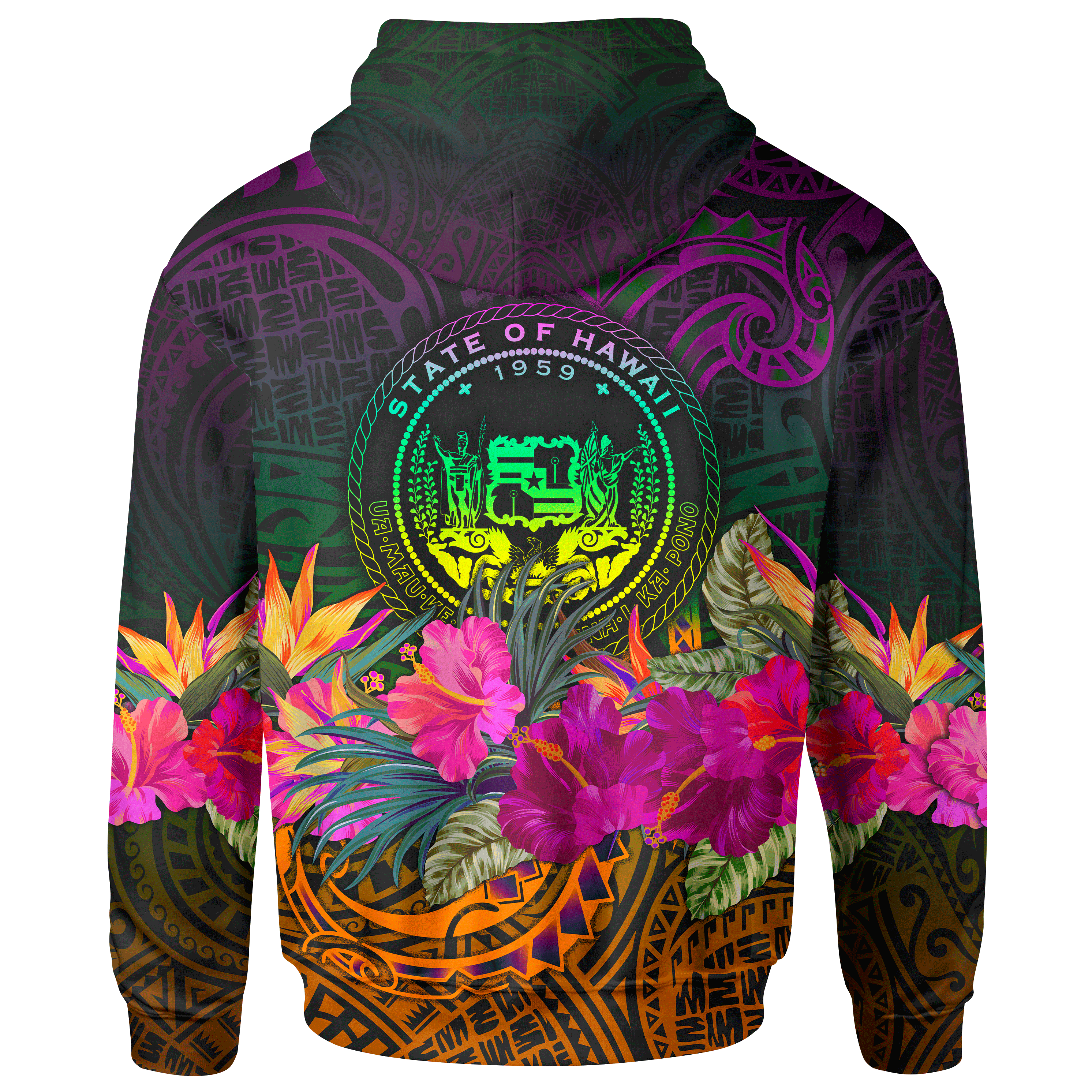 Polynesian Hawaii Zip Up Hoodie Summer Hibiscus