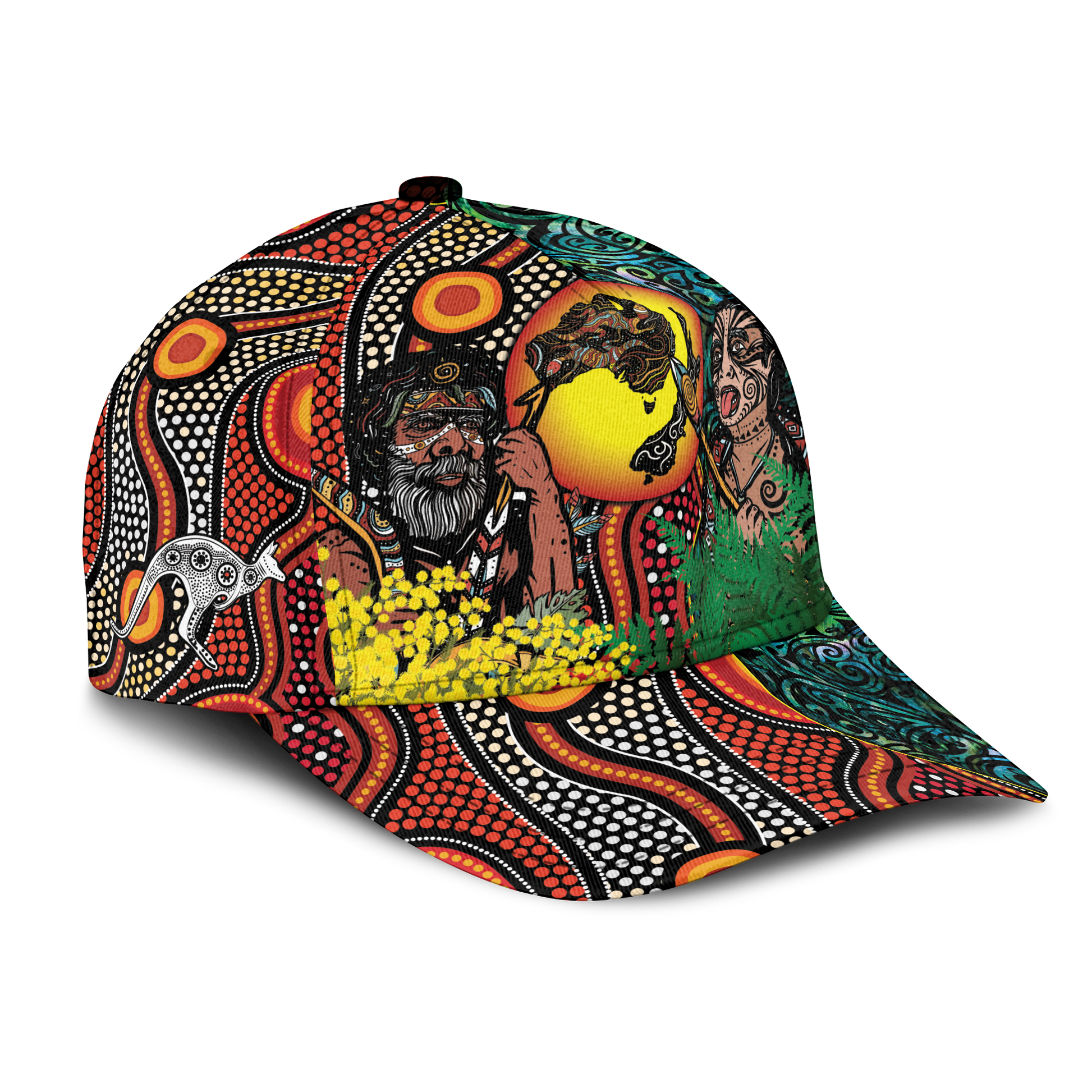 Australia Aboriginal Kangaroo Combine New Zealand Maori Kiwi Bird Cap LT2