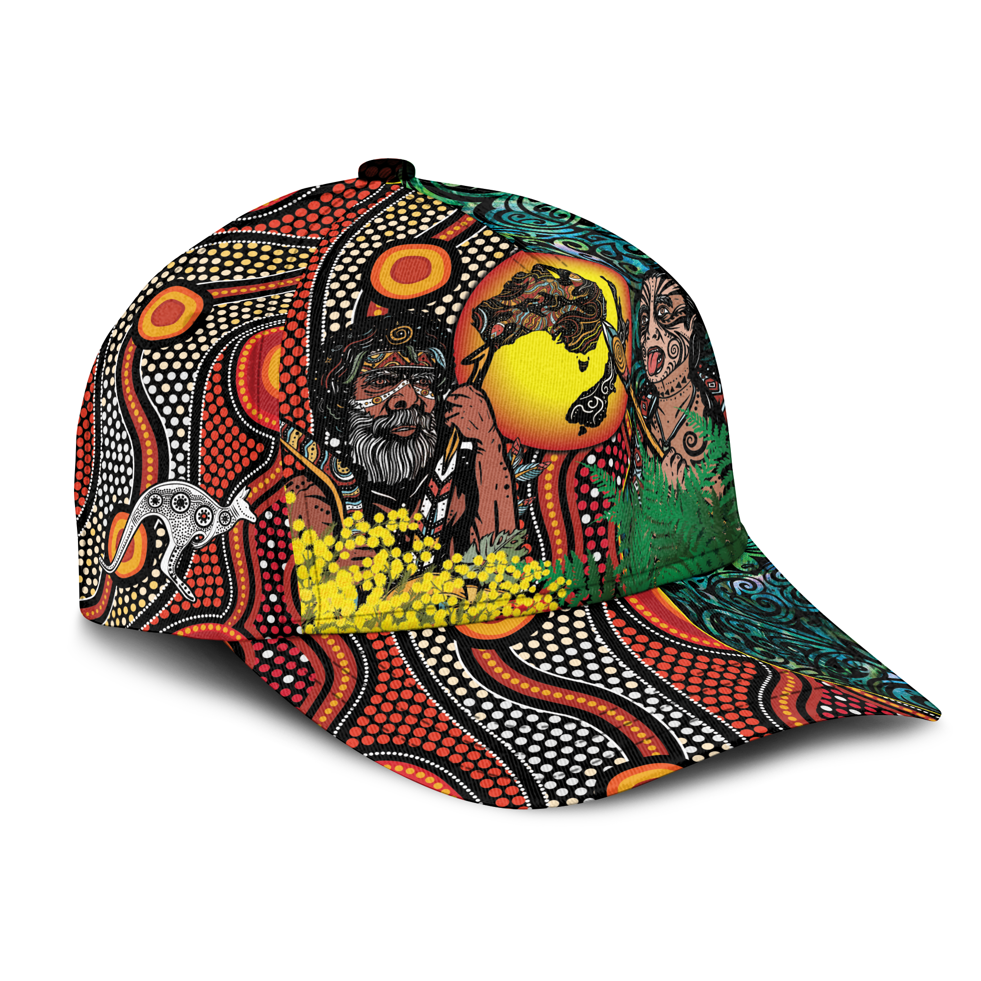 Australia Aboriginal Kangaroo Combine New Zealand Maori Kiwi Bird Cap LT2