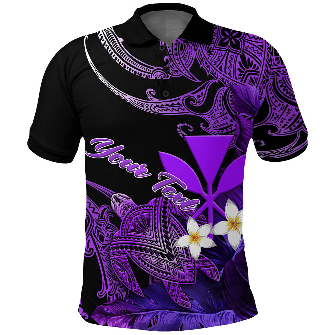 Custom Hawaii Turtle With Plumeria Leaf Purple Polo Shirt LT12