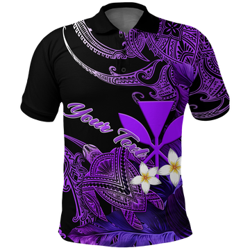 Custom Hawaii Turtle With Plumeria Leaf Purple Polo Shirt LT12