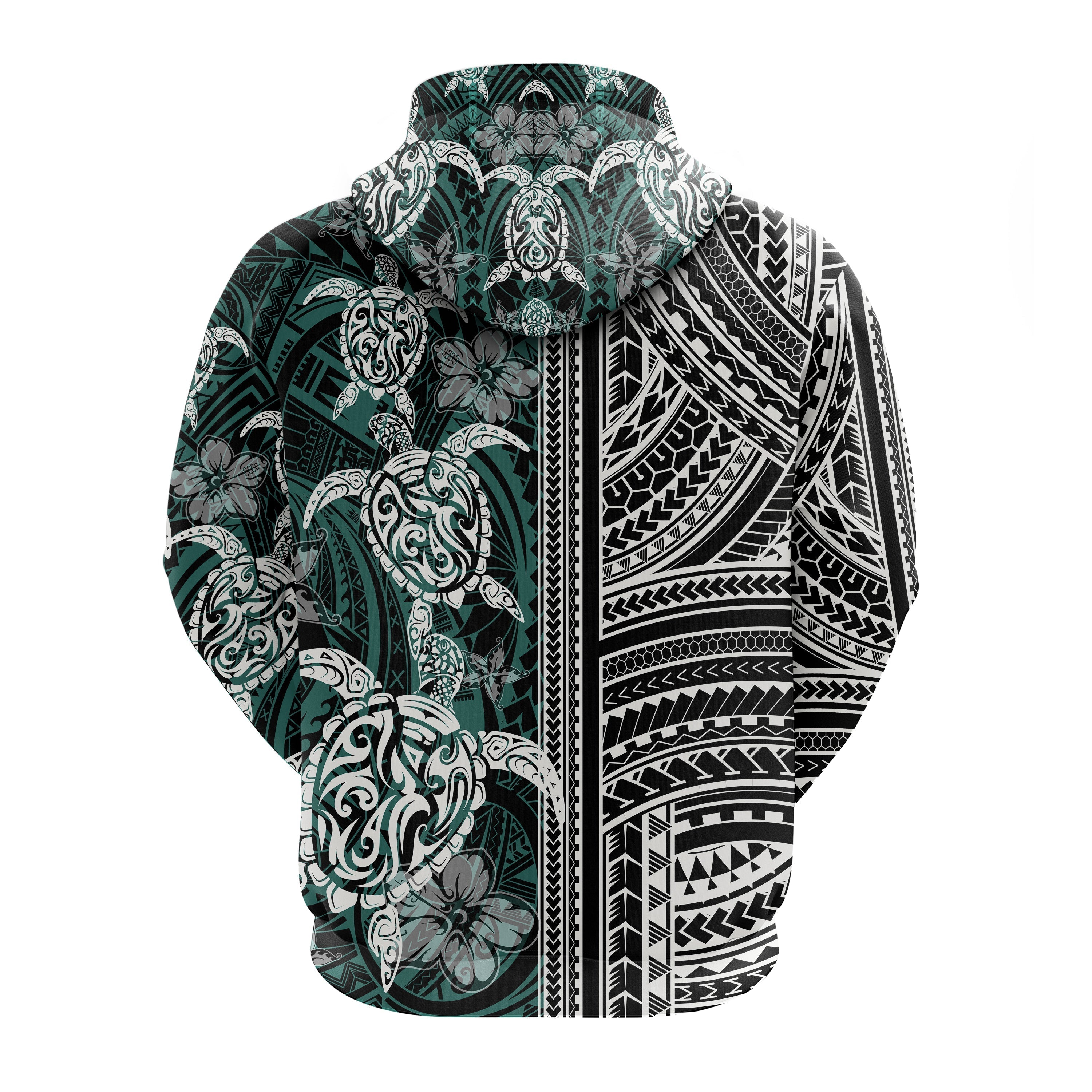 Polynesian Hoodie Turtle With Ethnic Motives and Floral Elements LT20