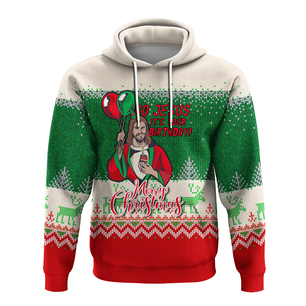 Christmas Go Jesus Its Your Birthday Ugly Pattern Hoodie LT12