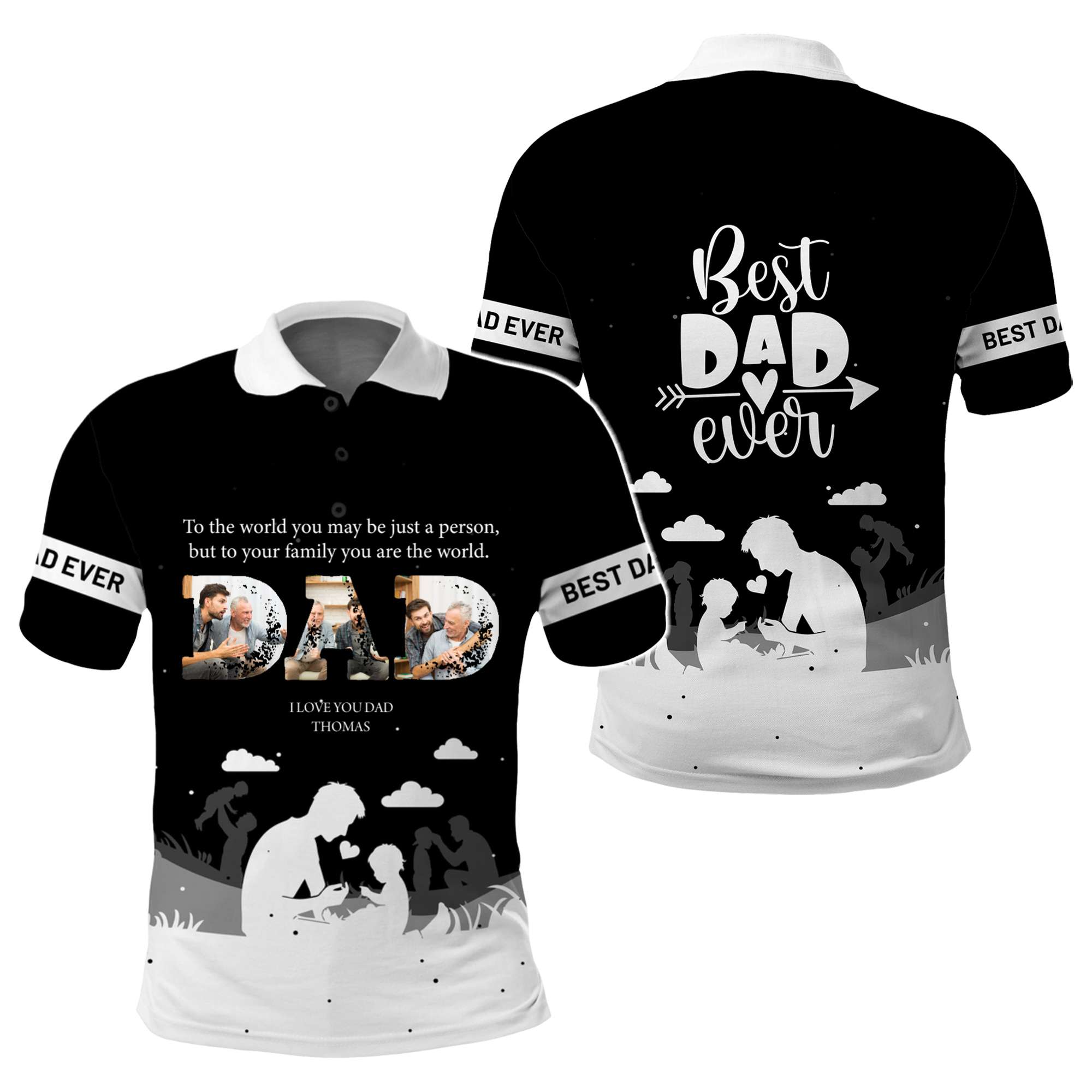 Custom Photo Father's Day Polo Shirt I Love You Dad CTM05