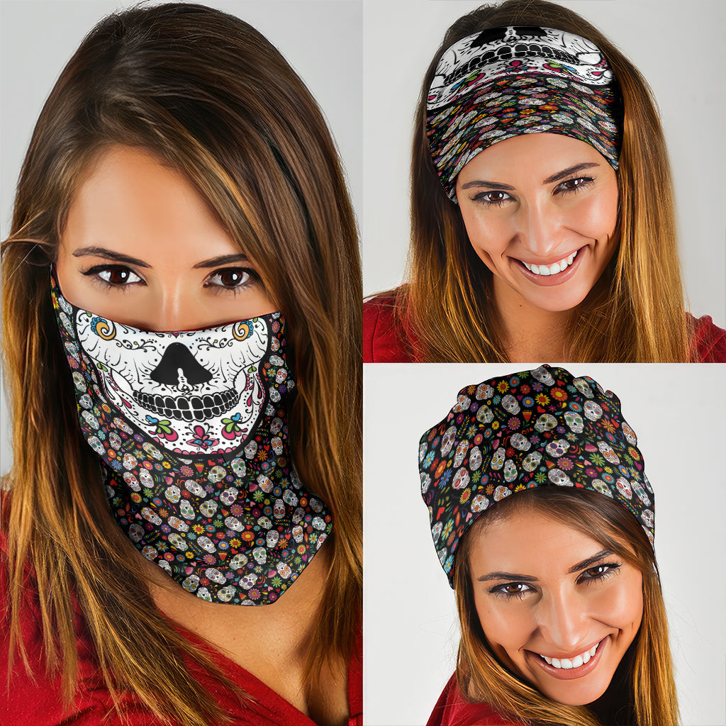 Mexican Sugar Skull Neck Gaiter Colorful LT03