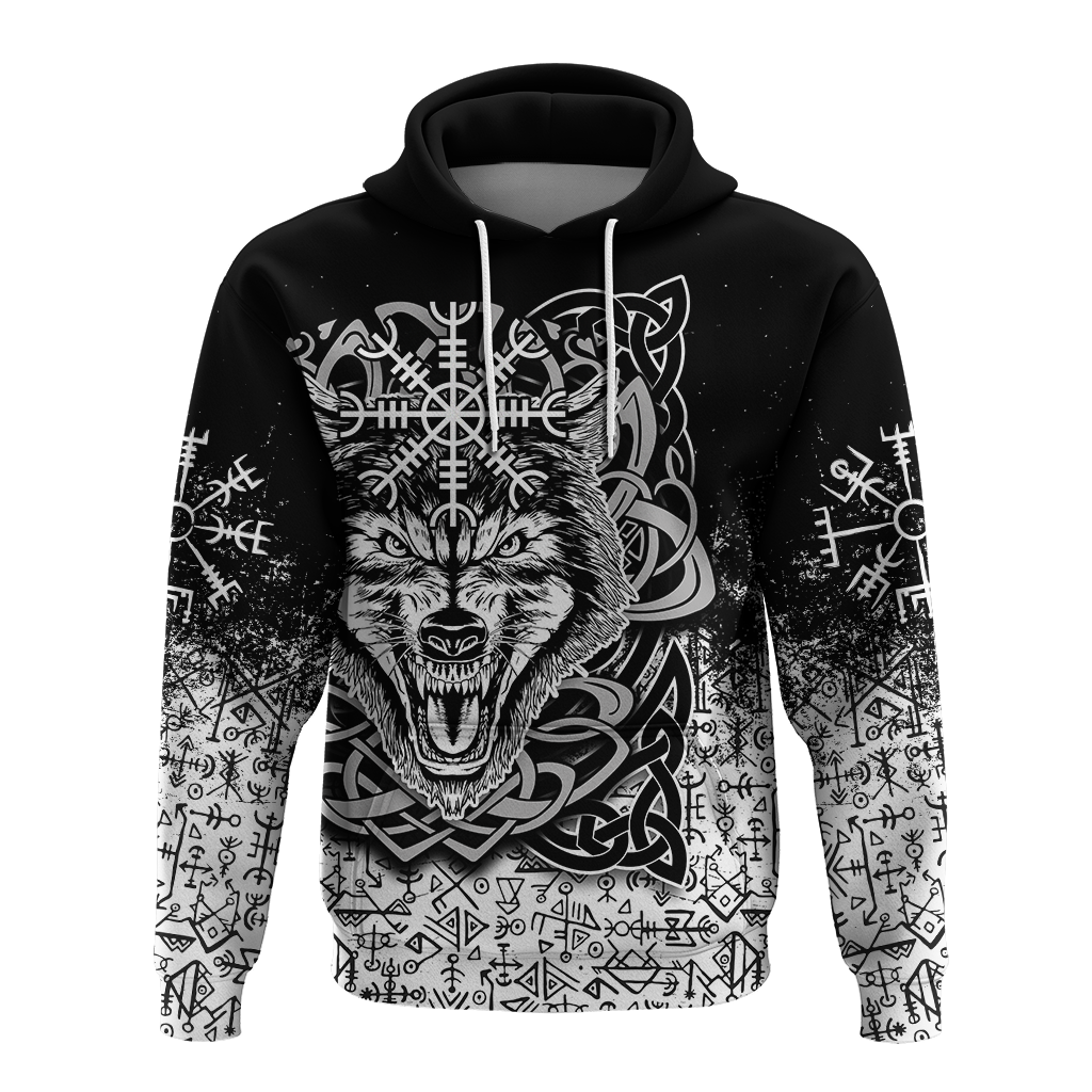 Viking Wolf With Vegvisir Art Hoodie LT12