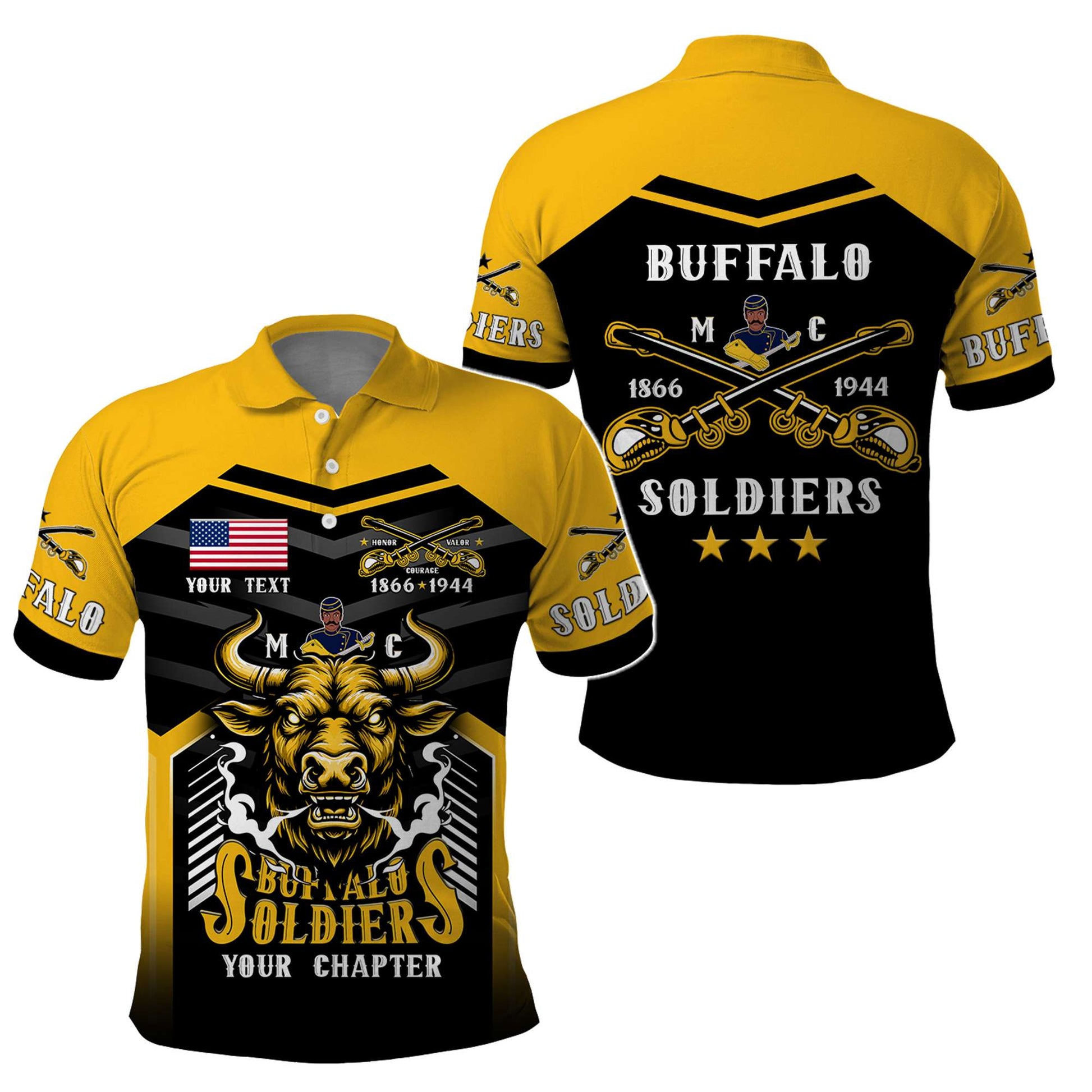 Custom BSMC Buffalo Soldiers Polo Shirt Motorcycle Club Unique Style CTM05