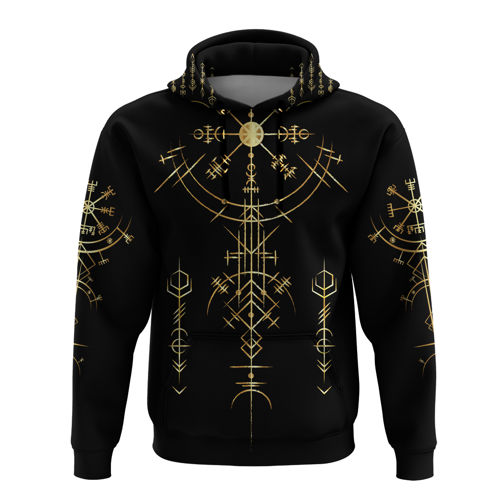 Viking Helm of Awe Gold Art Hoodie LT12