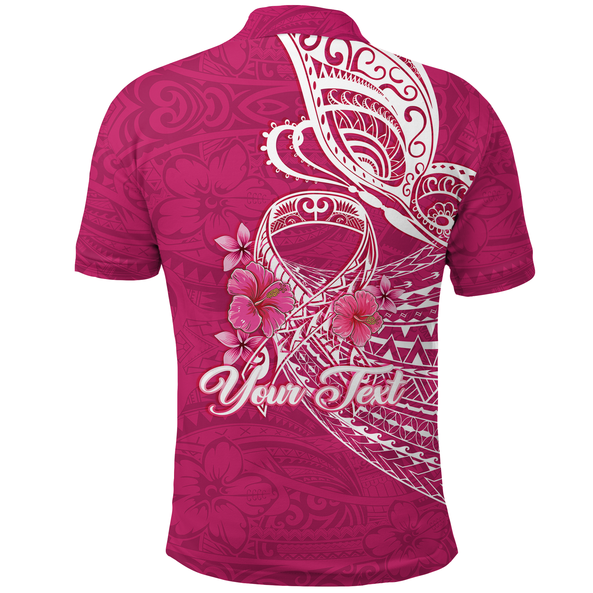 Custom Breast Cancer Pink Ribbon Butterfly Polynesian Pink Version Polo Shirt LT12