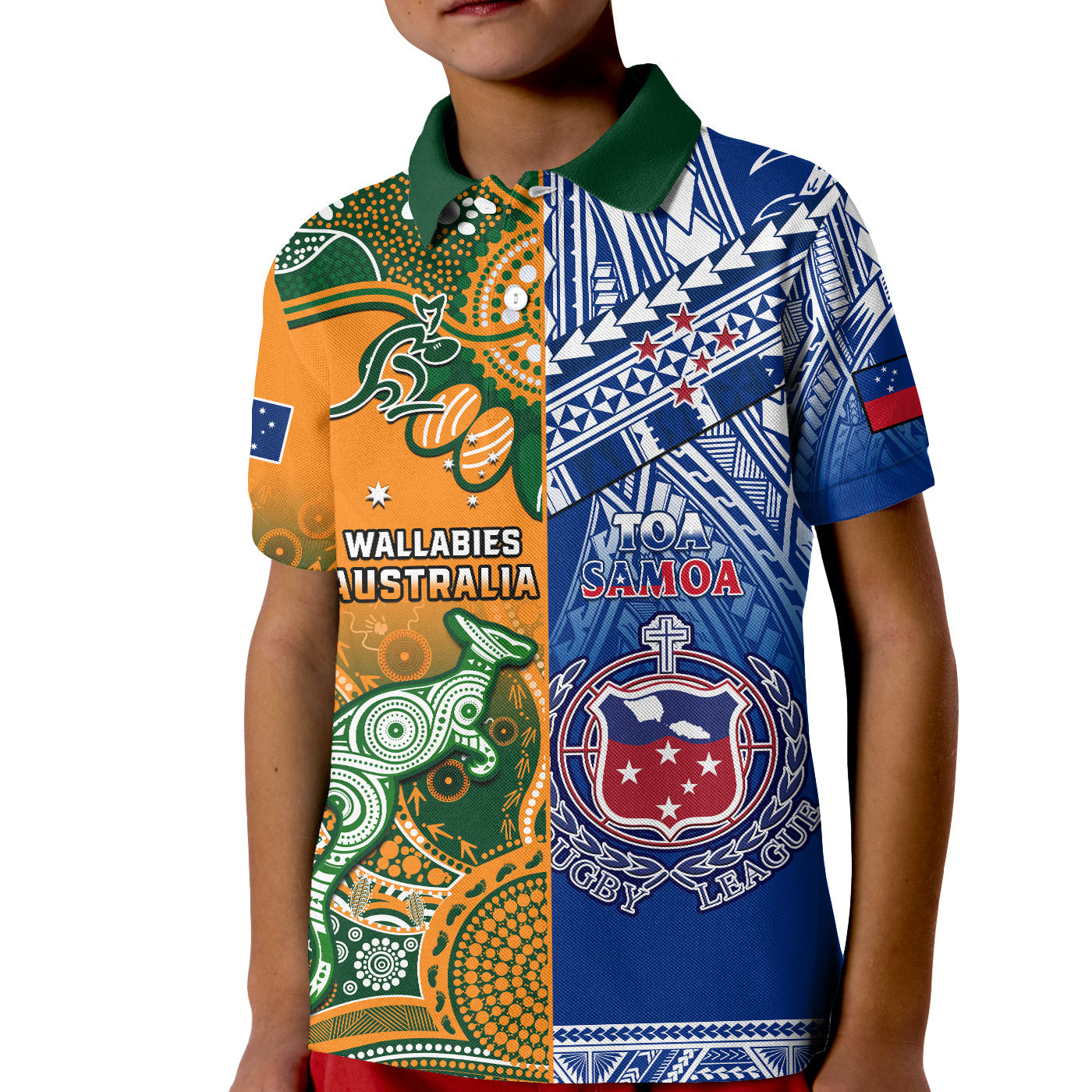 Custom Australia Wallabies And Toa Samoa Rugby Polo Shirt Aboriginal Mix Polynesian LT14