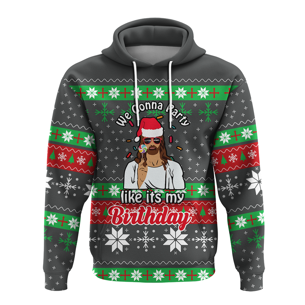 Christmas Jesus Birthday Party Ugly Pattern Hoodie LT12