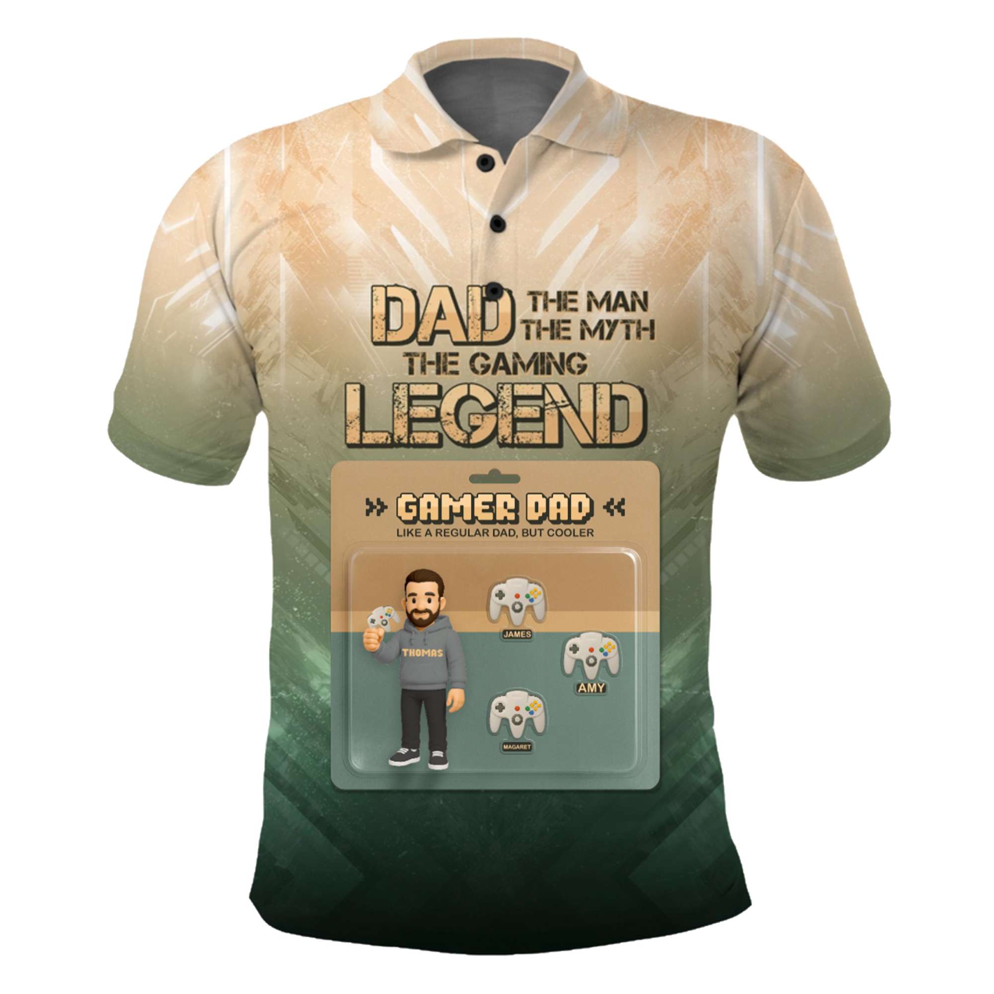 Custom Gamer Dad Polo Shirt – The Man, The Myth, The Gaming Legend | Father’s Day Gift CTM05