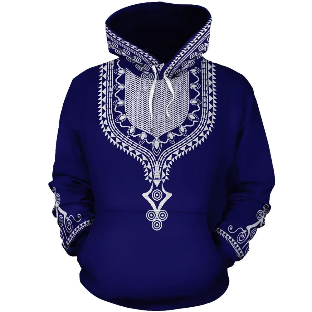 African Hoodie Blue Dashiki Pullover