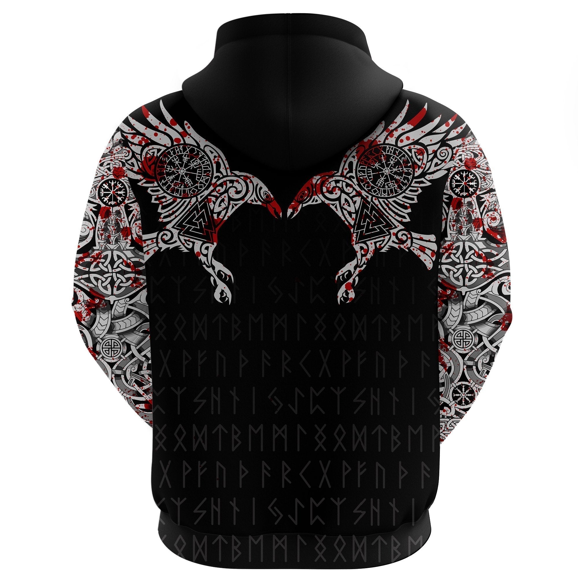 Viking Raven Tatoo Blood Ver 2 Zip Hoodie A15 RLT12