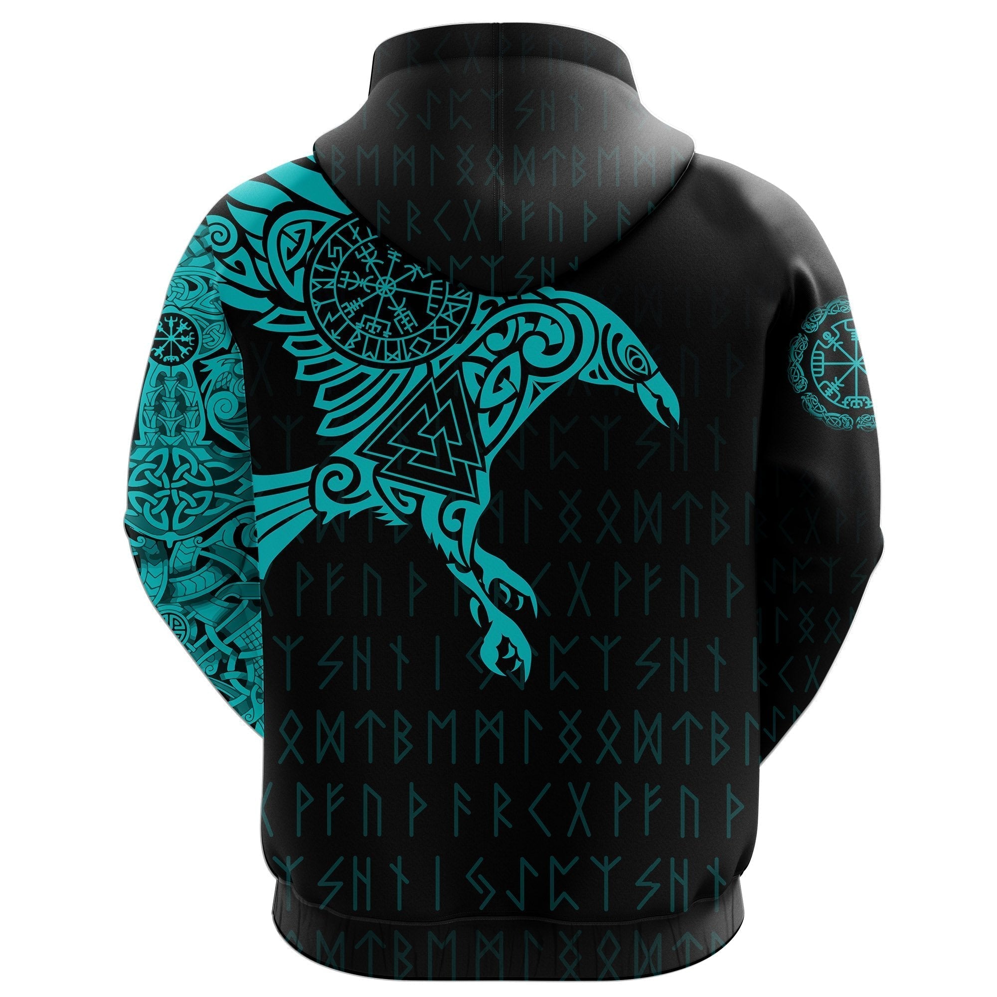 Viking The Raven Of Odin Tattoo Zip Hoodie Blue RLT12