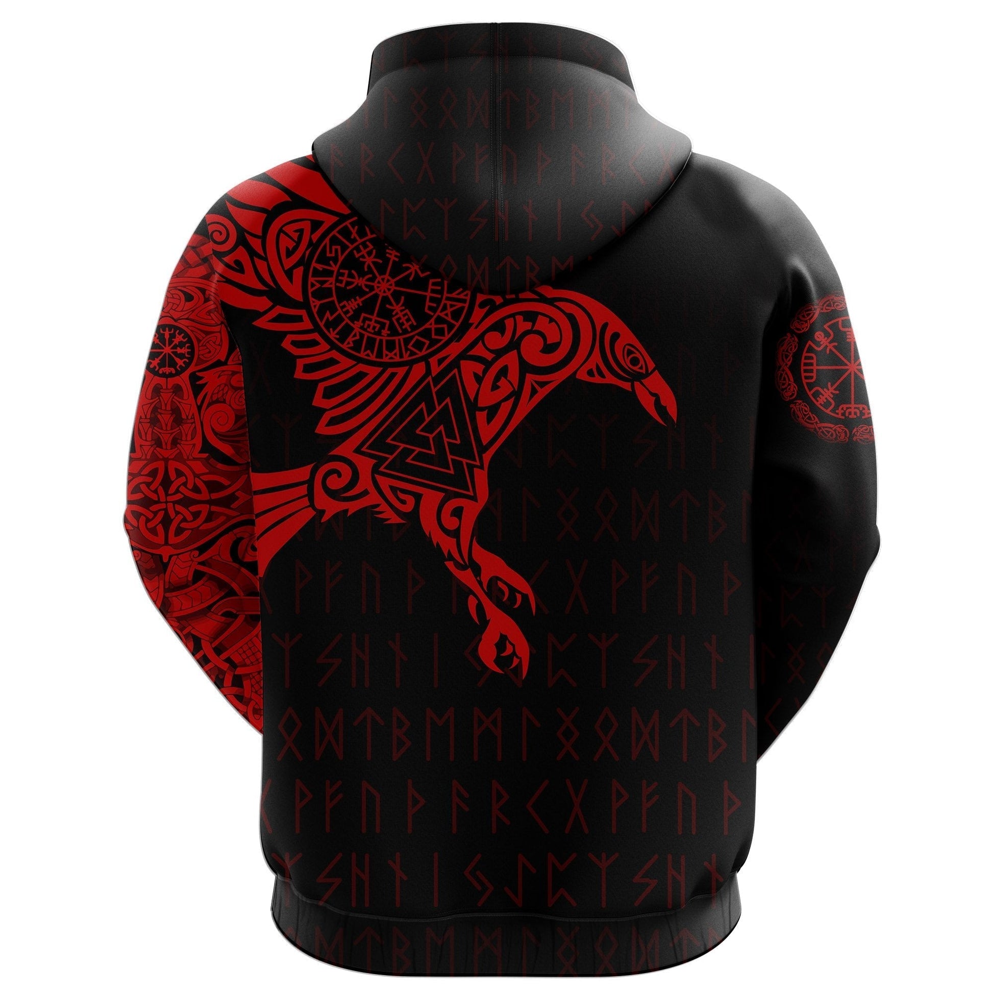 Viking The Raven Of Odin Tattoo Zip Hoodie Red RLT12