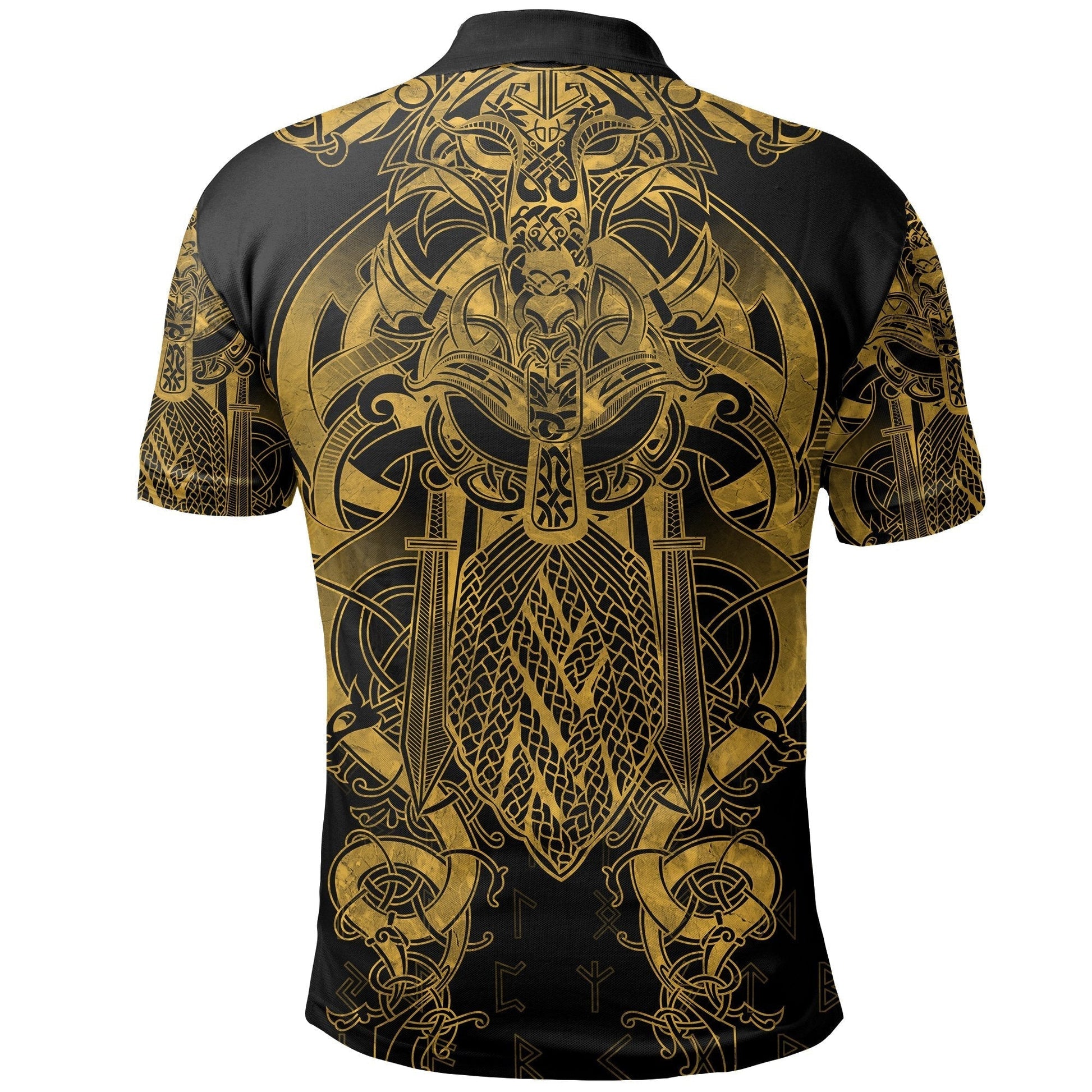 Viking Fenrir and Tyr Tattoo Polo Shirt Gold Version RLT12