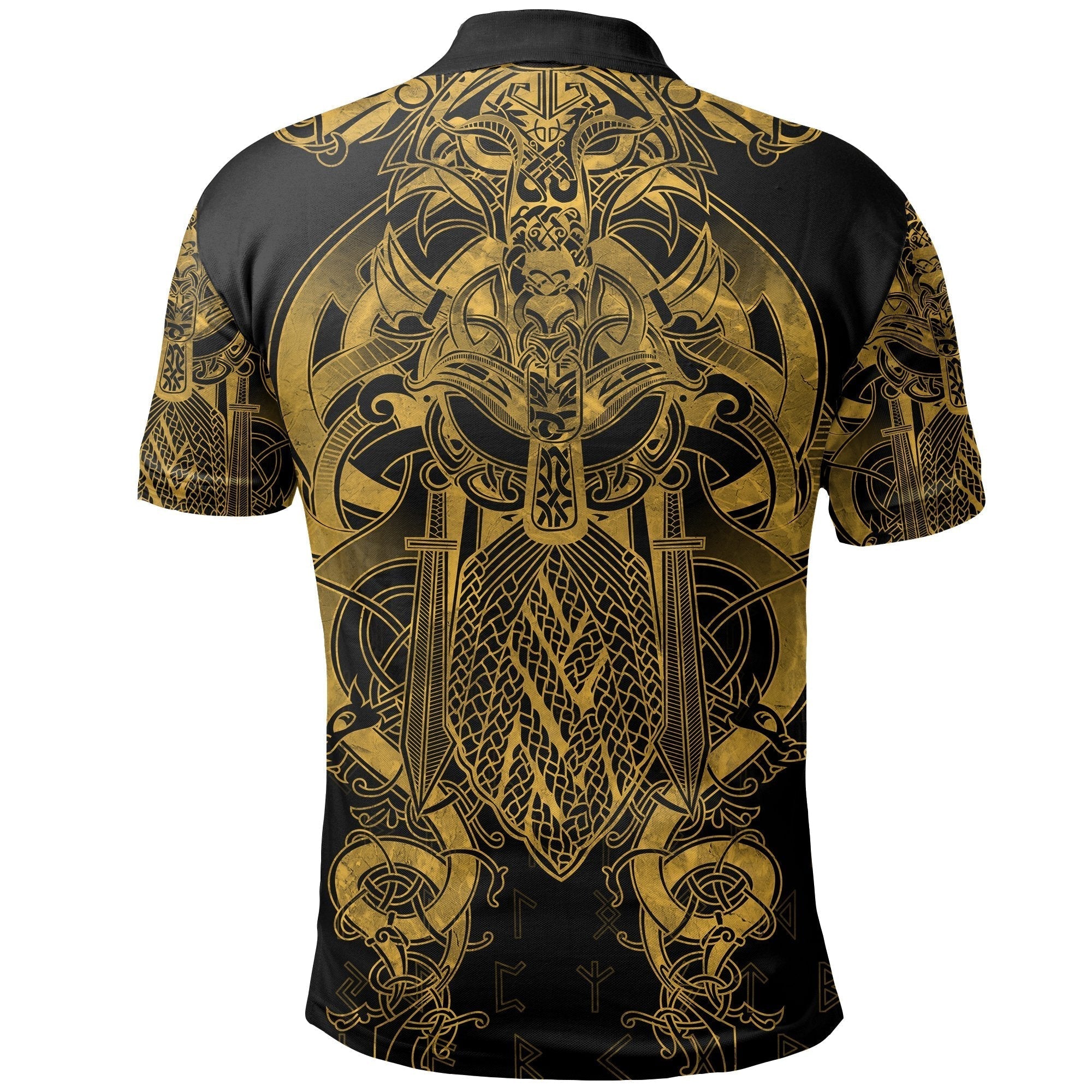 Viking Fenrir and Tyr Tattoo Polo Shirt Gold Version RLT12