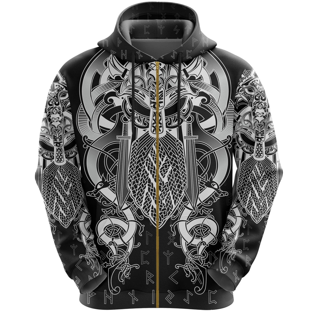 Viking Fenrir and Tyr Tattoo Zip Hoodie RLT12