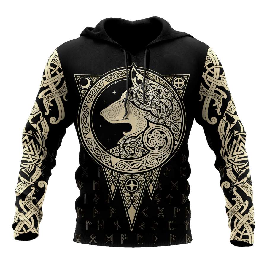 Viking Clothing Viking Gold Wolf Hoodie RLT12