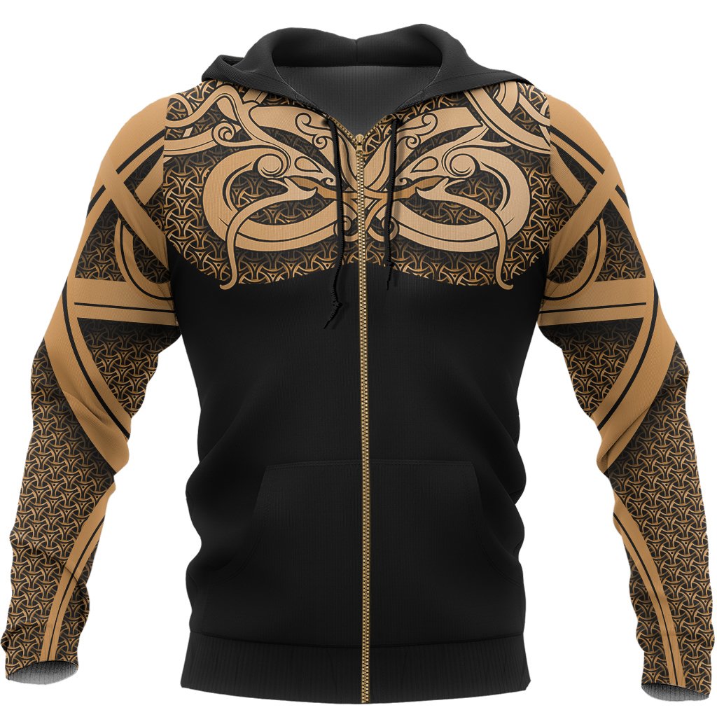 Viking Hoodie Best Viking Tattoo Gold (Zip) RLT12