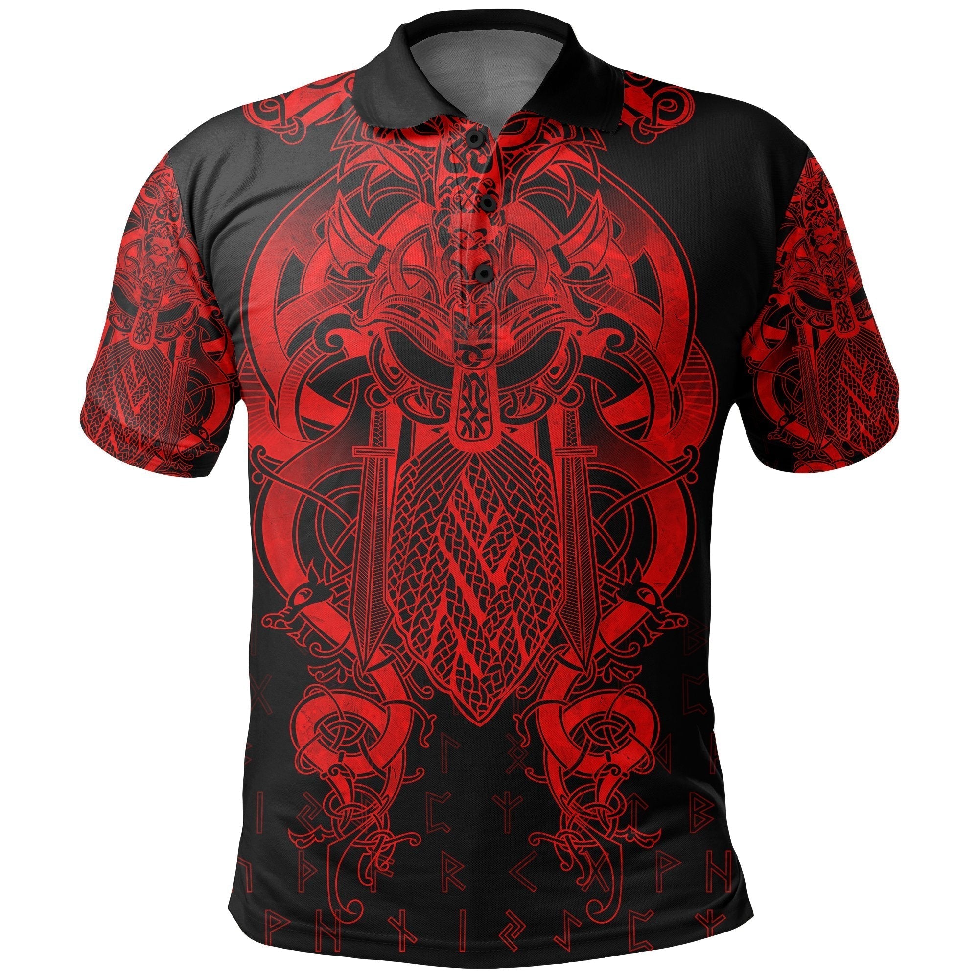 Viking Fenrir and Tyr Tattoo Polo Shirt Red Version RLT12