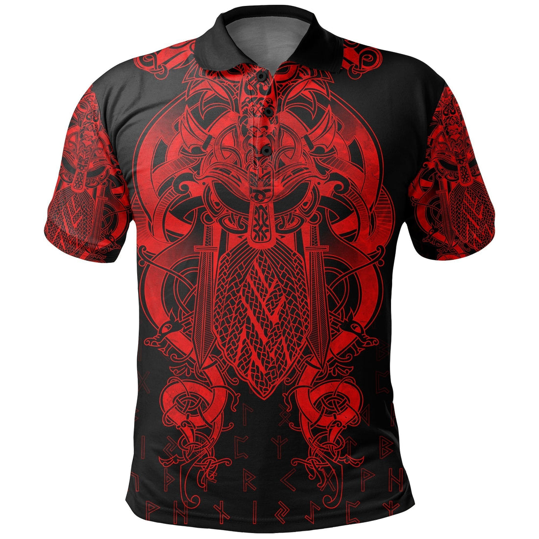 Viking Fenrir and Tyr Tattoo Polo Shirt Red Version RLT12