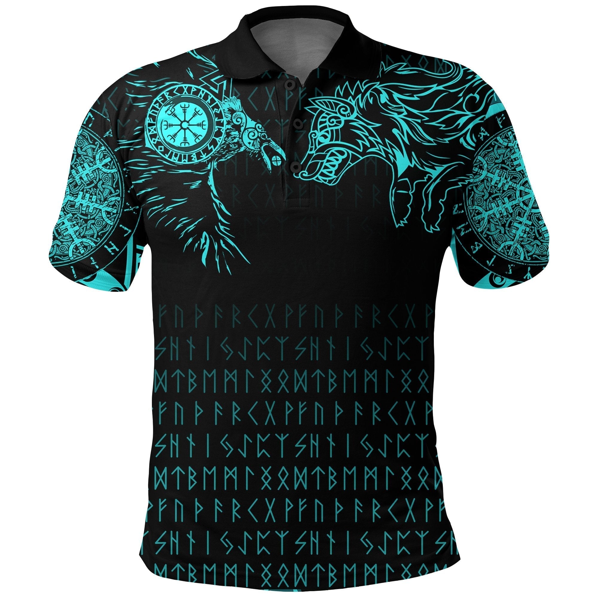 Viking Polo Shirt Raven and Wolf Special Tattoo RLT12