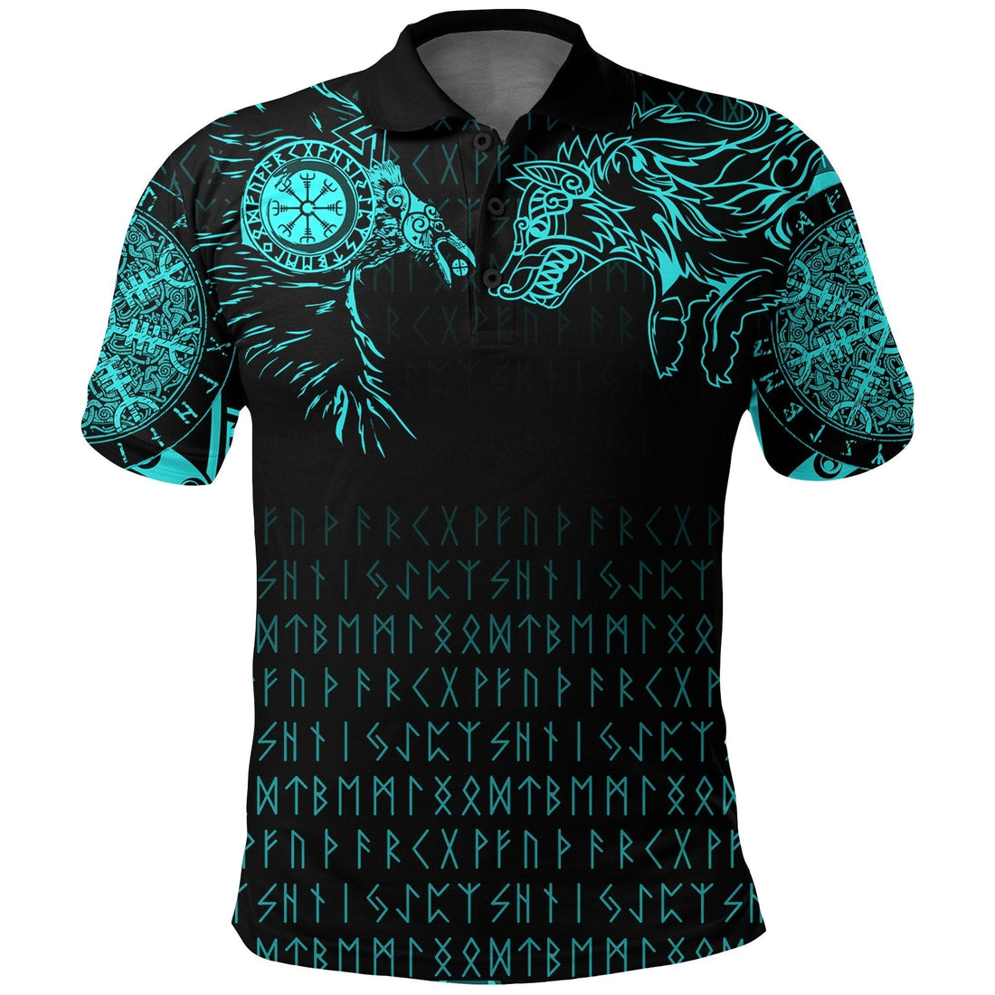 Viking Polo Shirt Raven and Wolf Special Tattoo RLT12