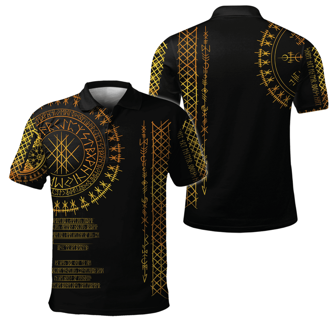 Viking Clothing Viking Golden Runes Polo Shirt RLT12