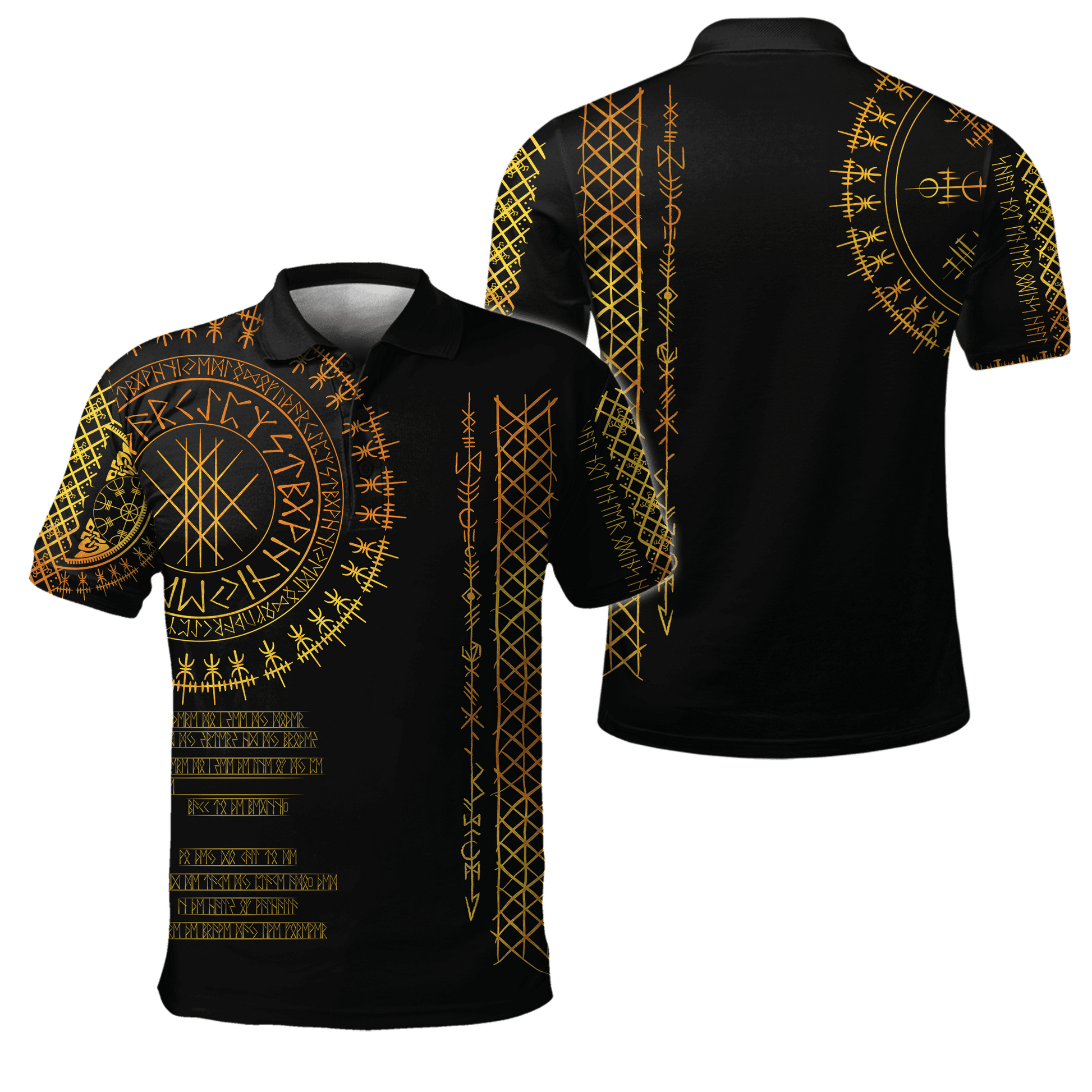 Viking Clothing Viking Golden Runes Polo Shirt RLT12