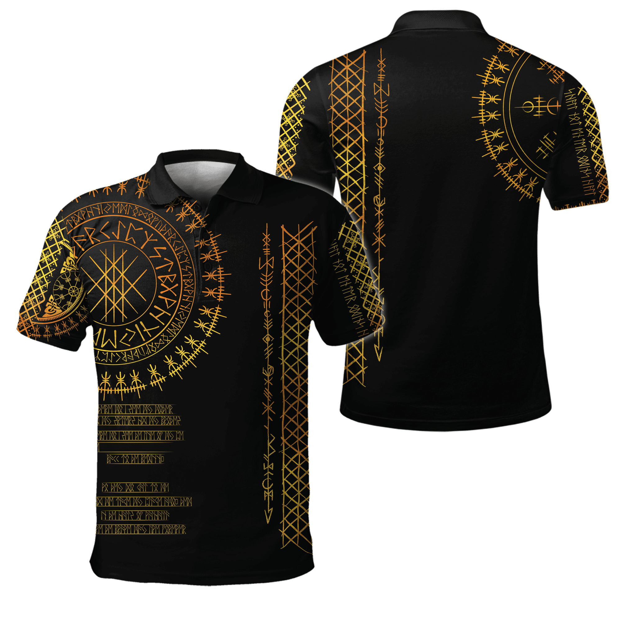 Viking Clothing Viking Golden Runes Polo Shirt RLT12