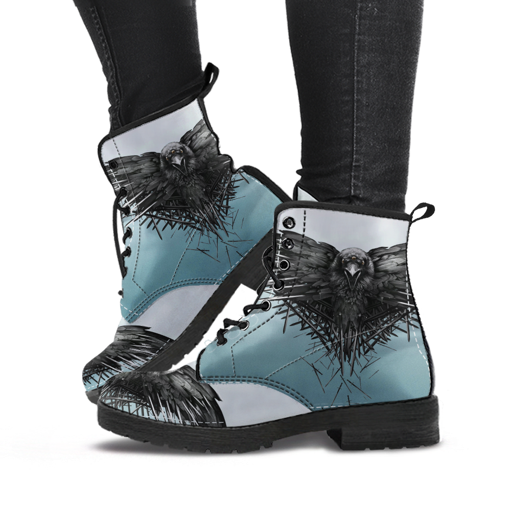 Viking Women's Leather Boots, The Raven Of Odin RLT12