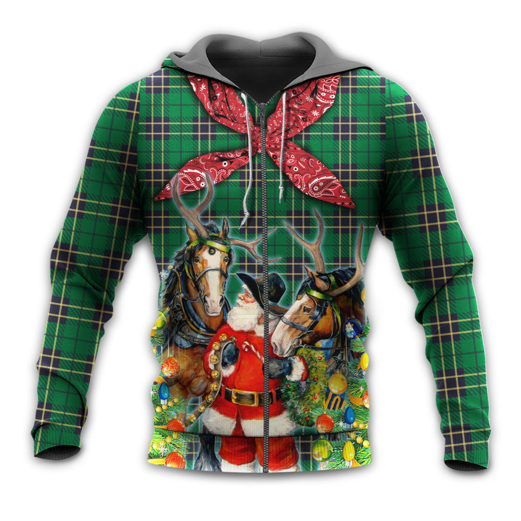Christmas Santa Cowboy Christmas Green Style Hoodie