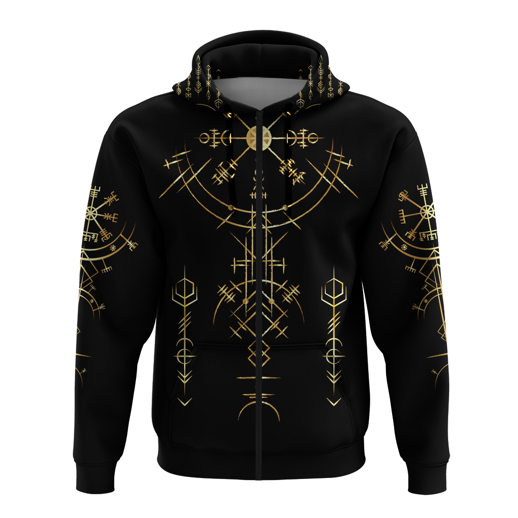 Viking Helm of Awe Gold Art Hoodie LT12
