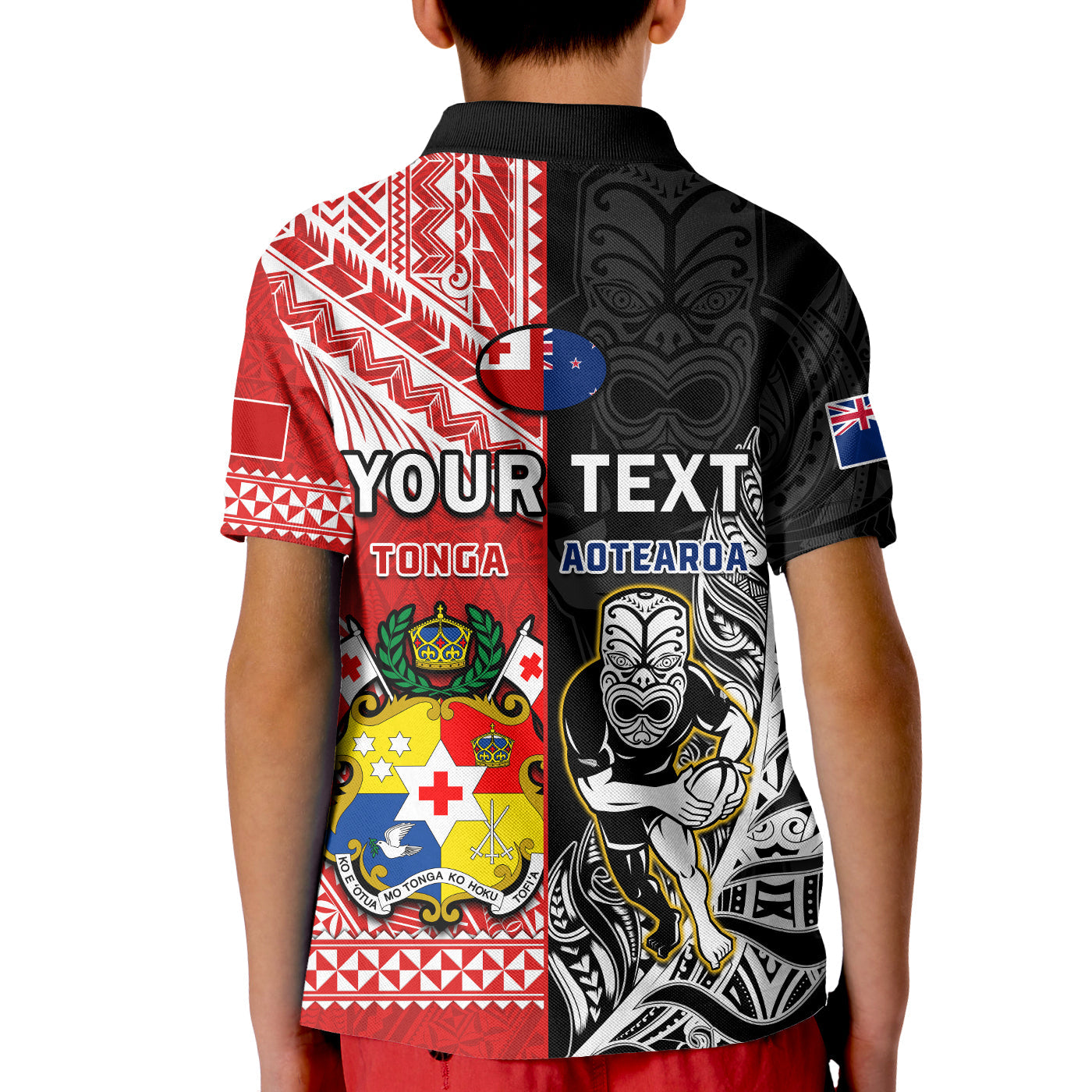Custom Mate Maa Tonga All Black Rugby Polo Shirt Polynesian Mix NZ Maori Fern LT14