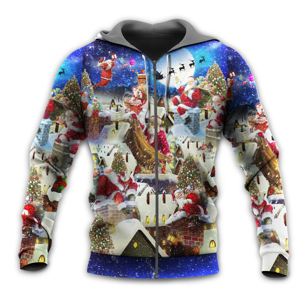 Christmas Up On Rooftop Santas Busiest Night With Reindeer Hoodie