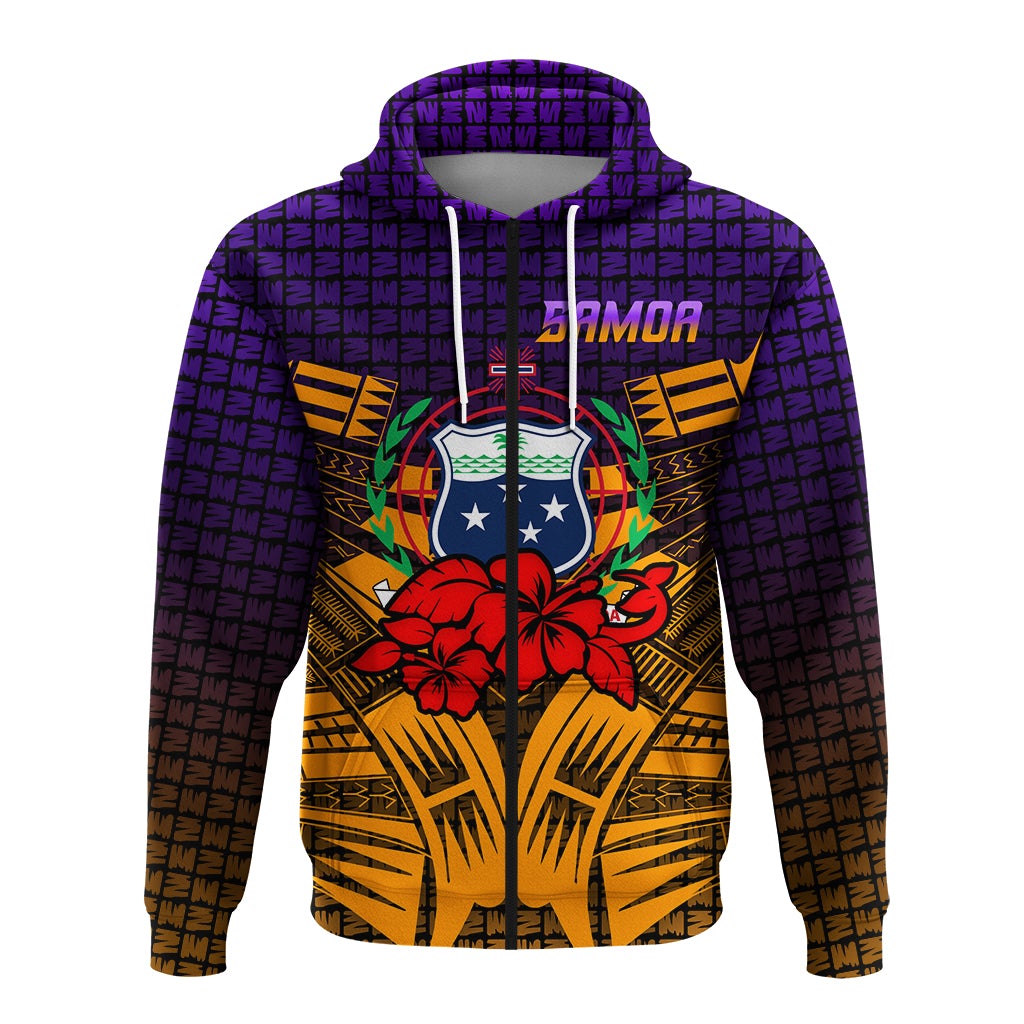 Samoa Zip Hoodie Hibiscus With Tribal LT12
