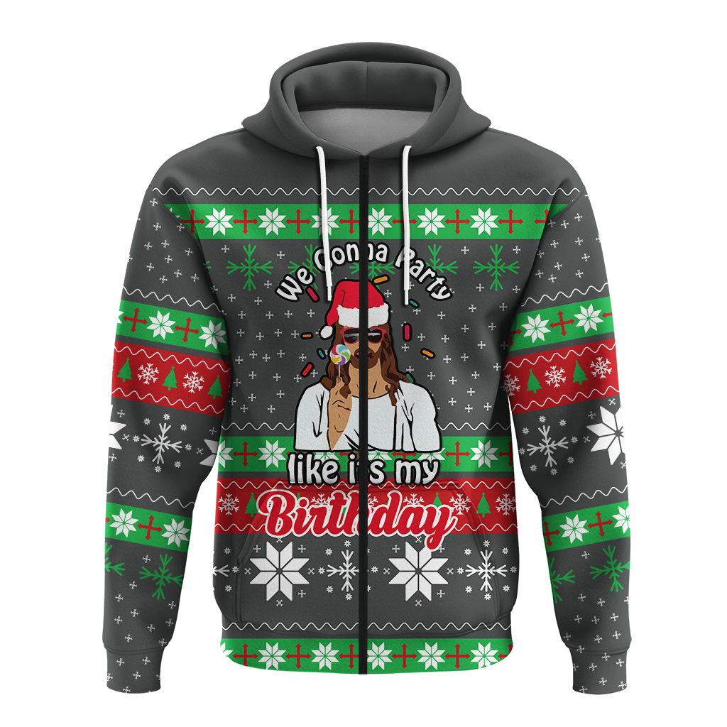 Christmas Jesus Birthday Party Ugly Pattern Hoodie LT12