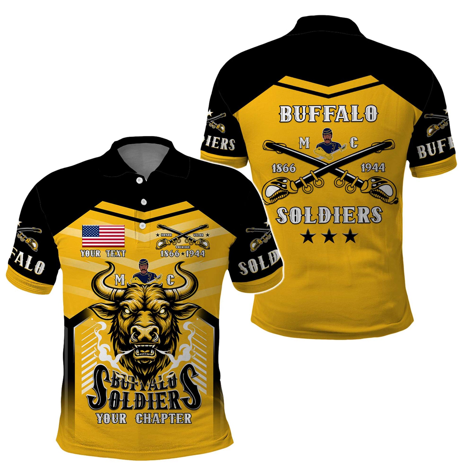 Custom BSMC Buffalo Soldiers Polo Shirt Motorcycle Club Unique Style CTM05