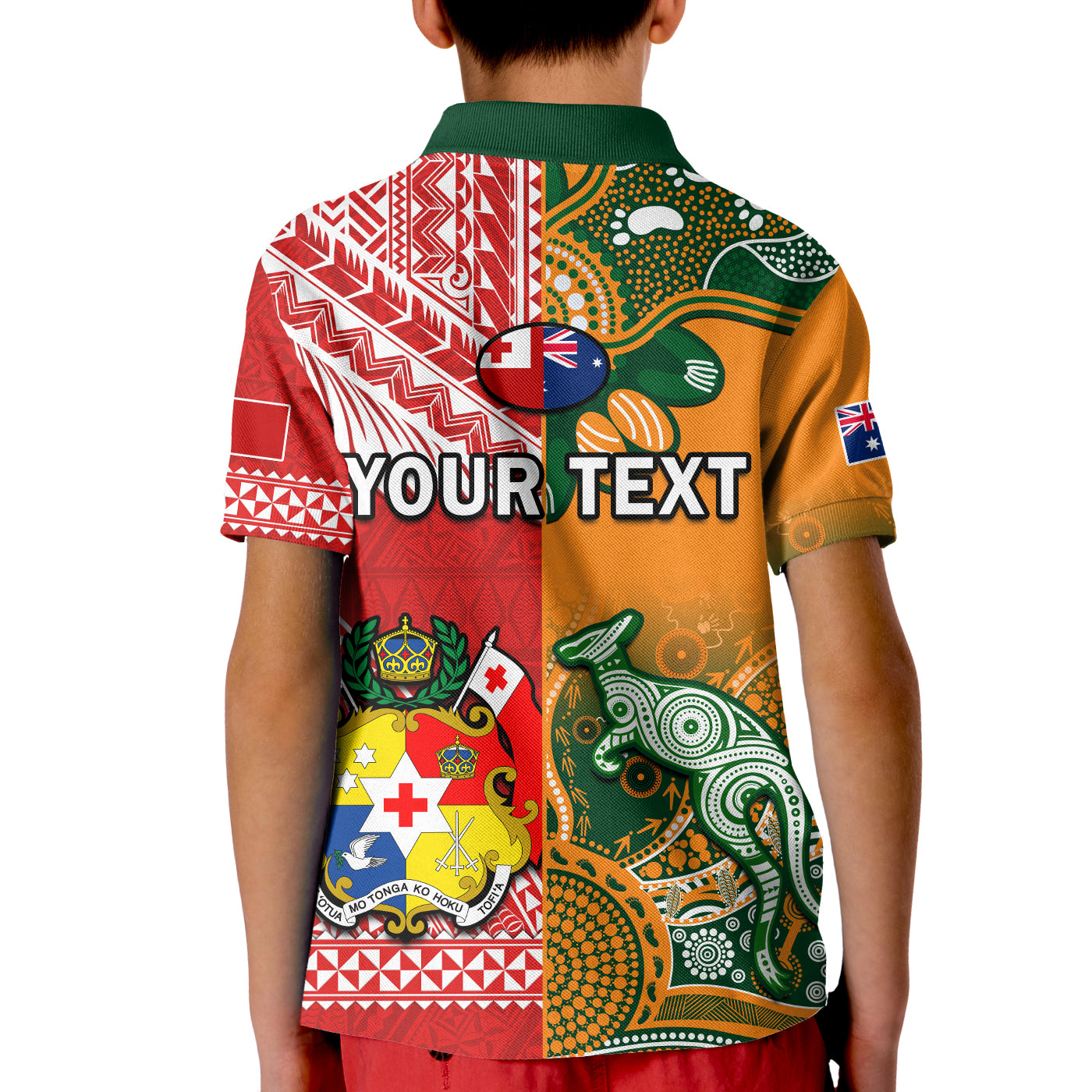 Custom Mate Maa Tonga Wallabies Rugby Polo Shirt Polynesian Mix Aboriginal LT14