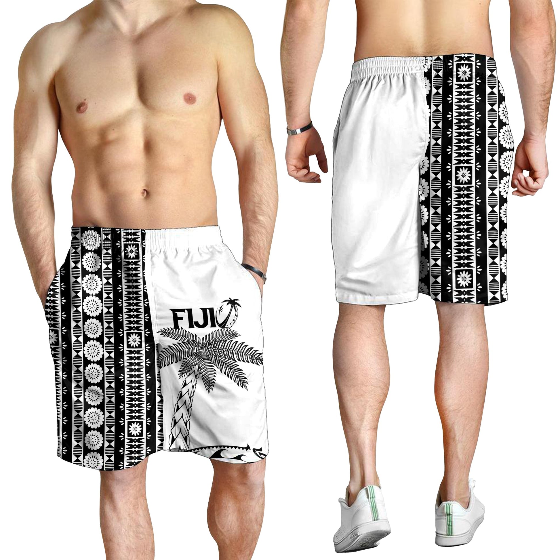 Fiji Rugby Men's Short - Coconut Tree With Tapa Pattern LT12