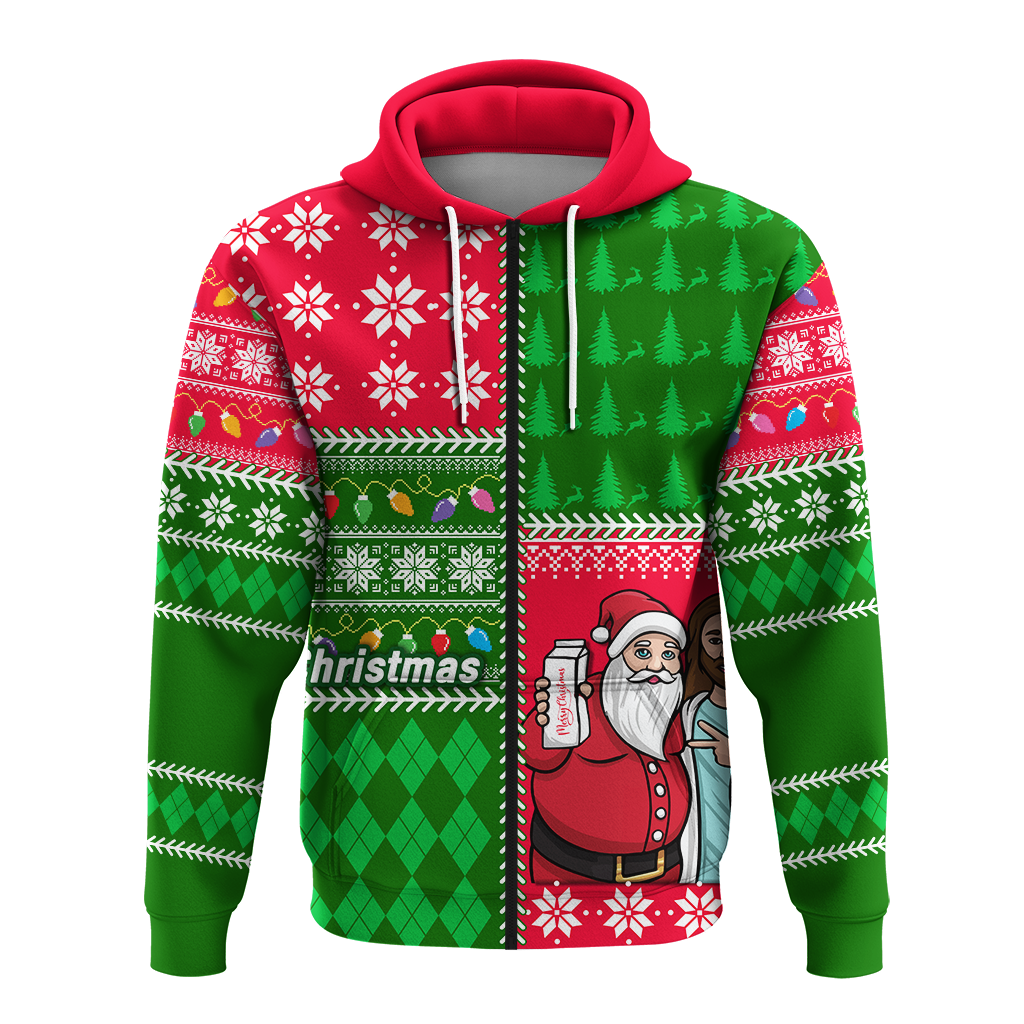 Santa With Jesus Christmas 2022 Ugly Style Hoodie - LT12