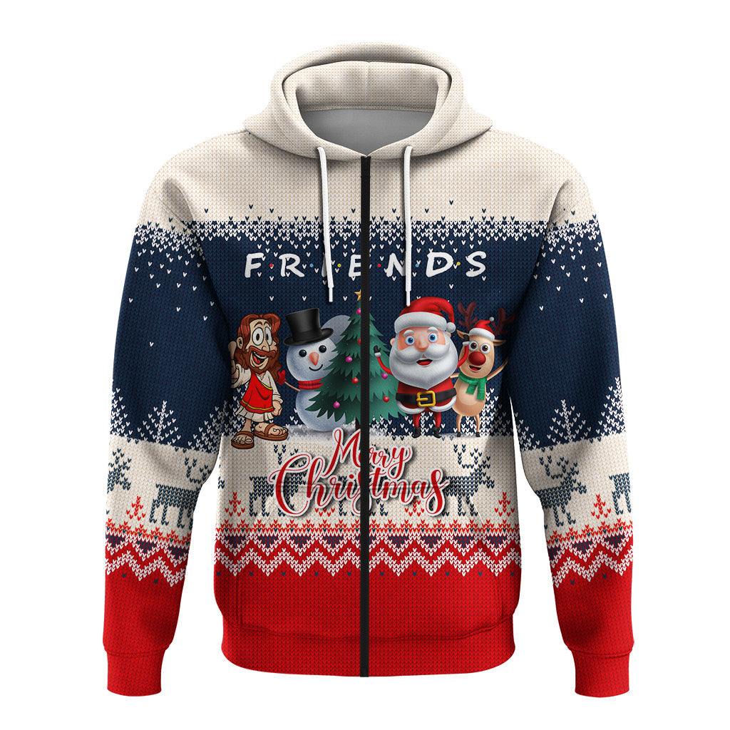 Christmas Jesus With Santa, Snowman And Reindeer Ugly Pattern Hoodie LT12