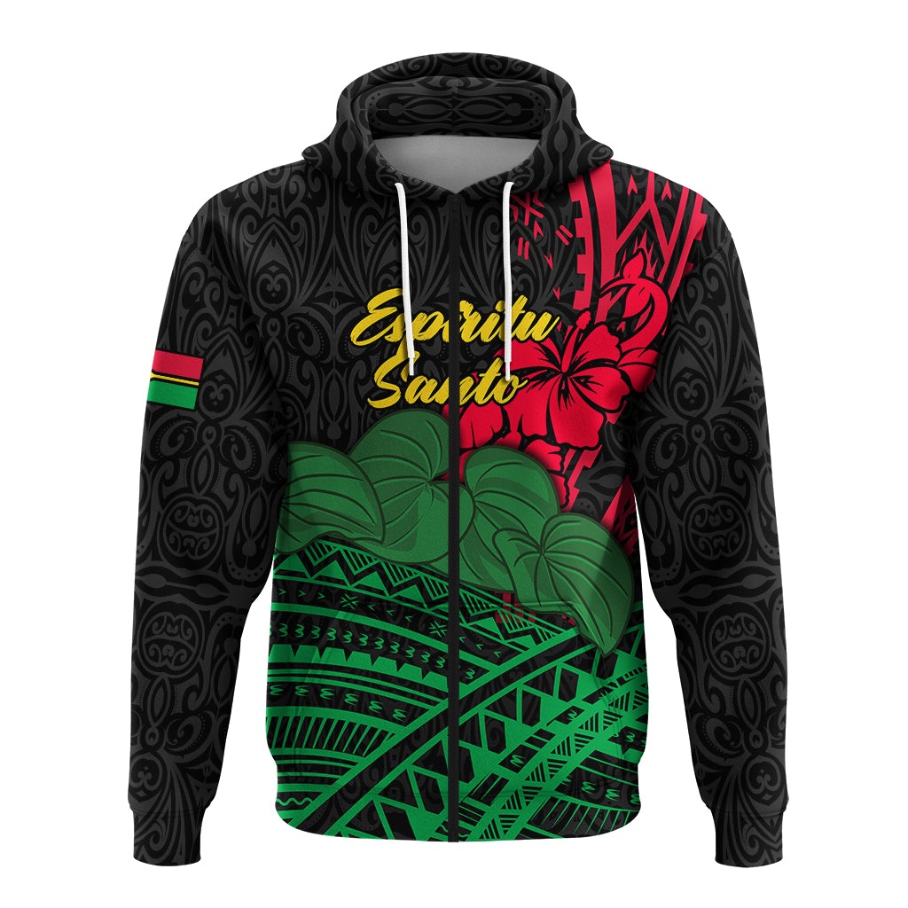 Vanuatu Espiritu Santo Zip Hoodie Kava With Hibiscus LT12